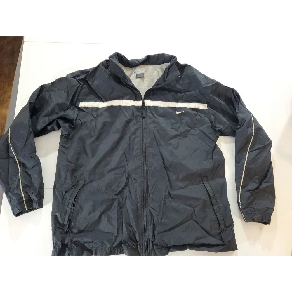 Vintage Nike Jacket‎ Size XL Black Track Windbreaker Zip Up Swoosh Athletic Y2K